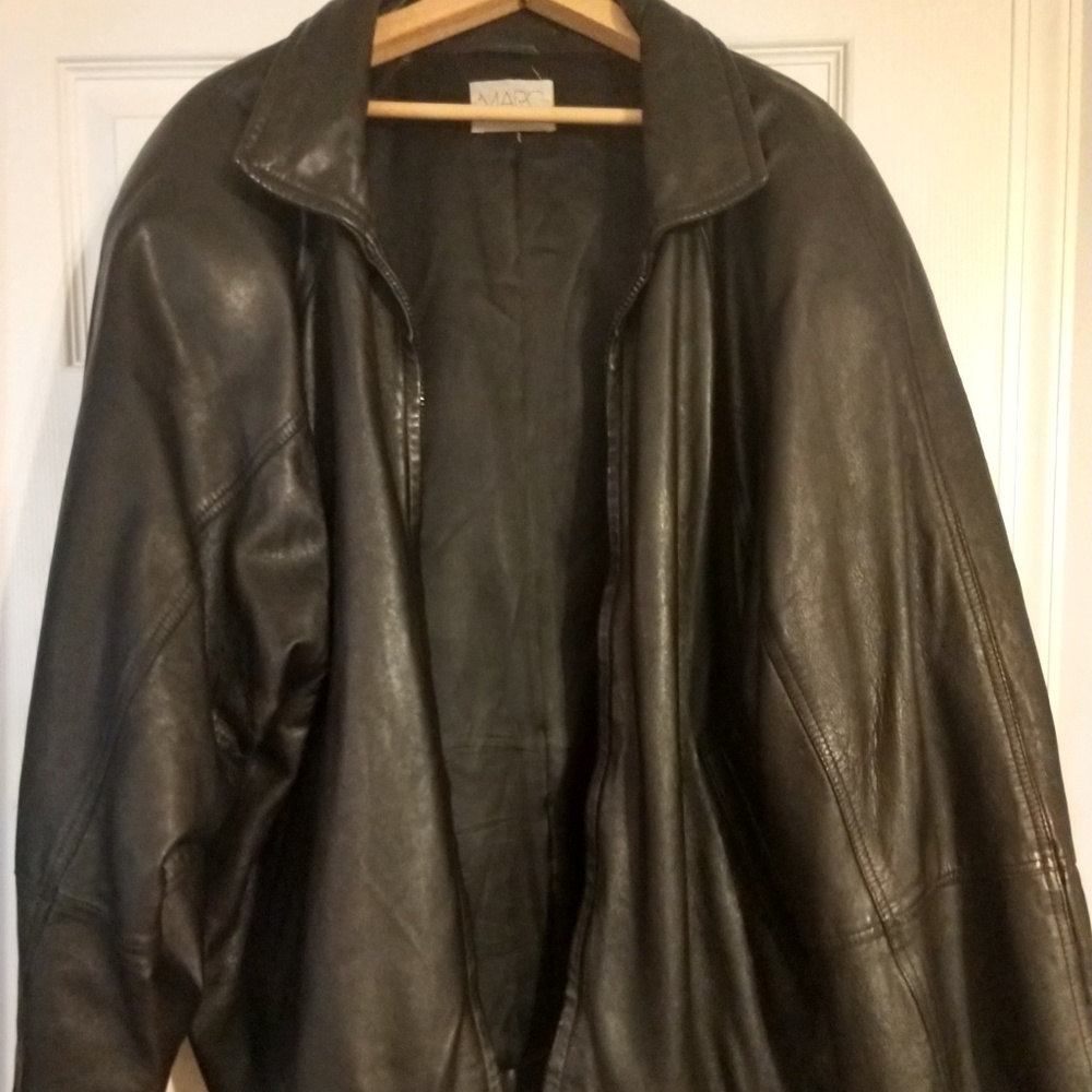 Men' Andrew Marc Black Leather Jacket Size XL